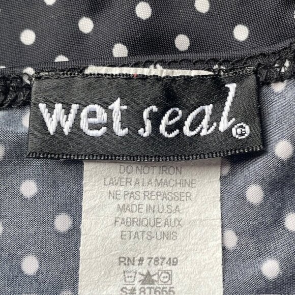 WET SEAL Black Polka Dot Spaghetti Strap Camisole with Built-In Bra - Size Large - Picture 5 of 6